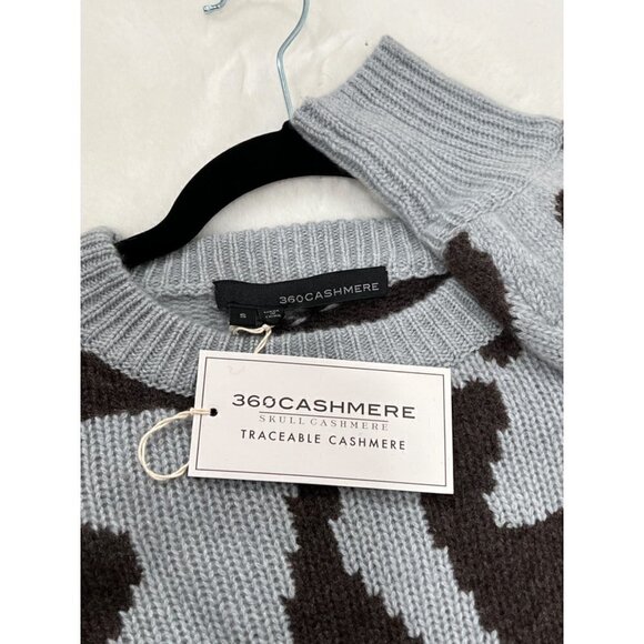 NWT 360 Cashmere Persia Sweater Misty Blue/Espresso Size-S MSRP $498 - Picture 8 of 11